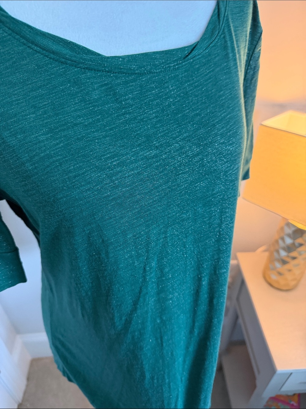 Talbots Teal Short-Sleeve Scoop Neck Tee with sparkle